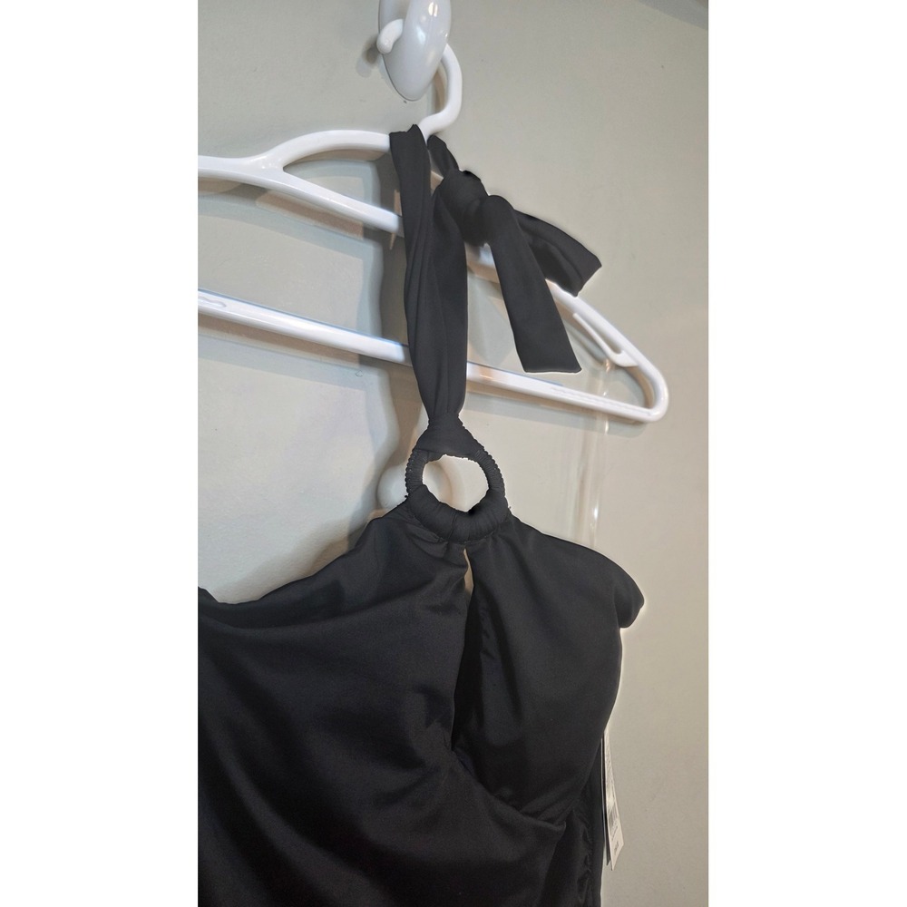 Lauren Ralph Lauren Swimsuit Women 6‎ Black Halter Keyhole One Piece Ruched NWT